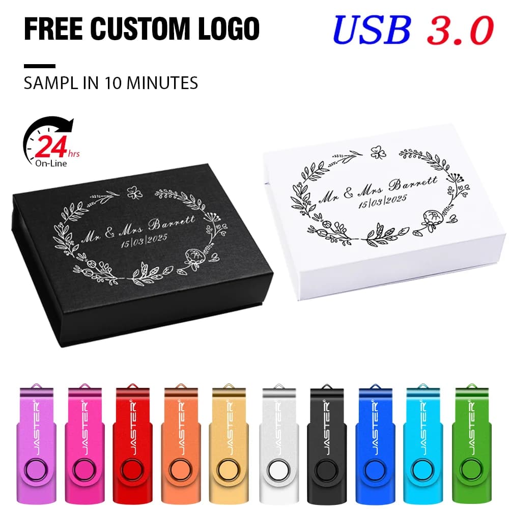 Logo personalizzato gratuito Scatola nera Chiavetta USB 3.0 Chiavetta di memoria ad alta velocità 128G Chiavetta di memoria 64G Chiavetta USB in metallo verde Chiavetta USB 32G