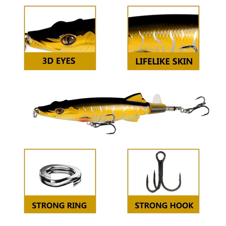 1PC Elica Spin Bait Esche Surface Tractor Esca fedale Imitation Esca dura Runner da strada Esca Calamari Ganci Esca Fishing bait