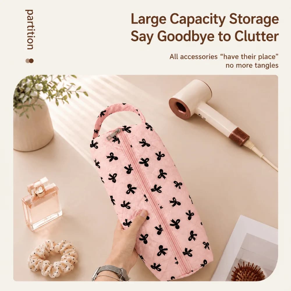 Quilting Cotton Hair Dryer Storage Bag Large Capacity With Handle Hair Dryer Protective Case Zipper Dustproof Hair Dryer Case