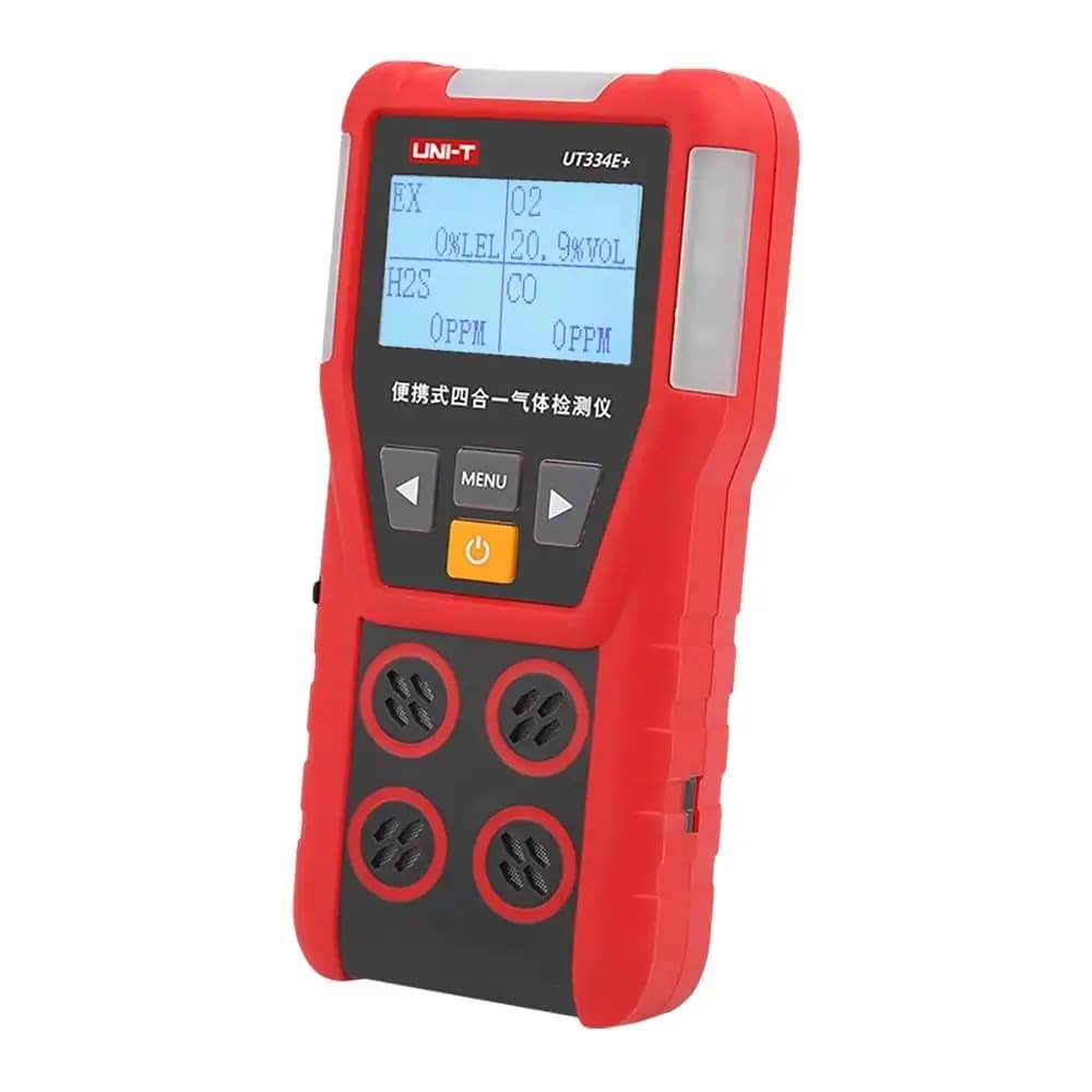 UNI-T UT334E+ Rilevatore multigas O2 CO H2S Gas combustibili Ossigeno Monossido di carbonio Idrogeno Solfuro Rilevatore di perdite di gas 4 in 1