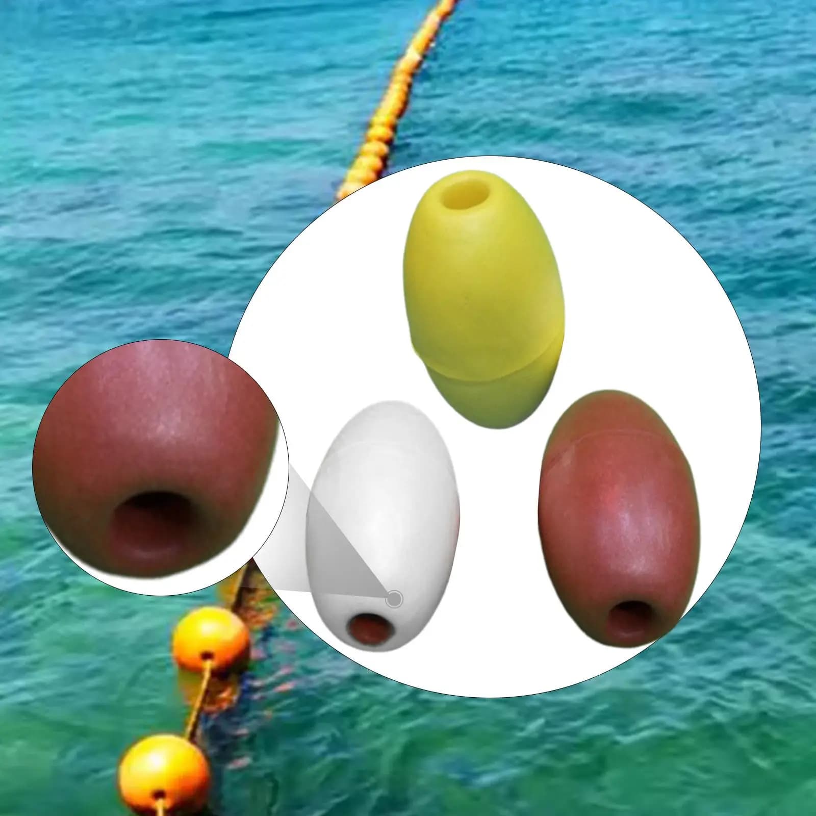 Boa di ancoraggio per canoa e kayak Galleggiante per acqua Accessorio galleggiante a forma di oliva Boa di ancoraggio per barca leggera per barche da piscina