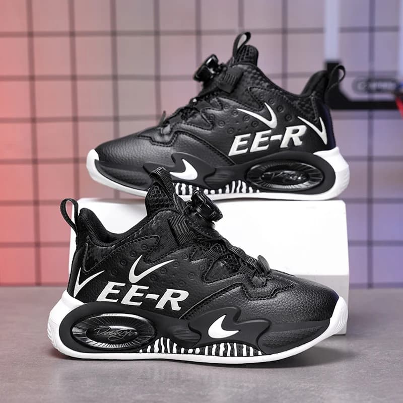 A pair of high leather basketball shoes for children, suitable for four seasons, wear-resistant basketball shoes, sizes 31-40, HL-2798