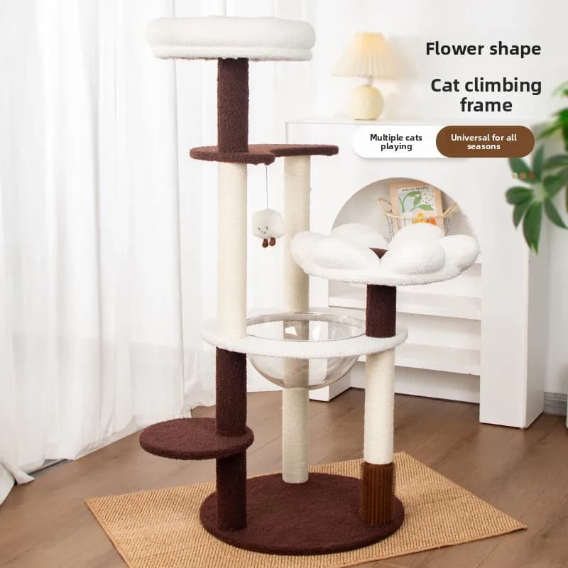 New flower cat tree integrated cat scratching board climbing column small cat shelf space capsule