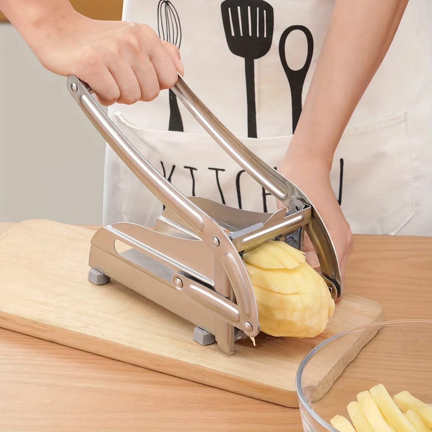 Fried chips slicer, stainless steel potato slicer, kitchen food slicer, ideal for preparing fries in air fryer
