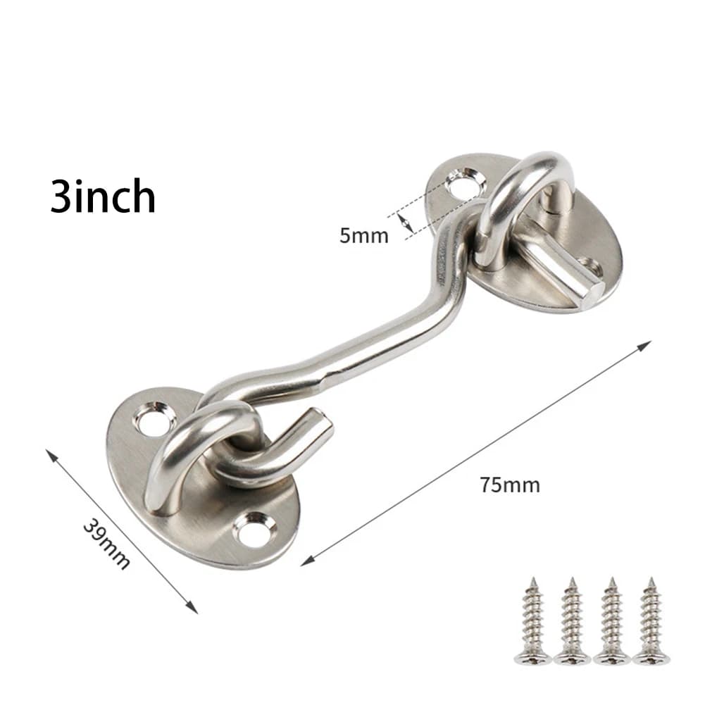 Chiusura per porta in acciaio inossidabile resistente con chiusura a occhiello per tenere saldamente cancelli e porte aperte per giardini e garage