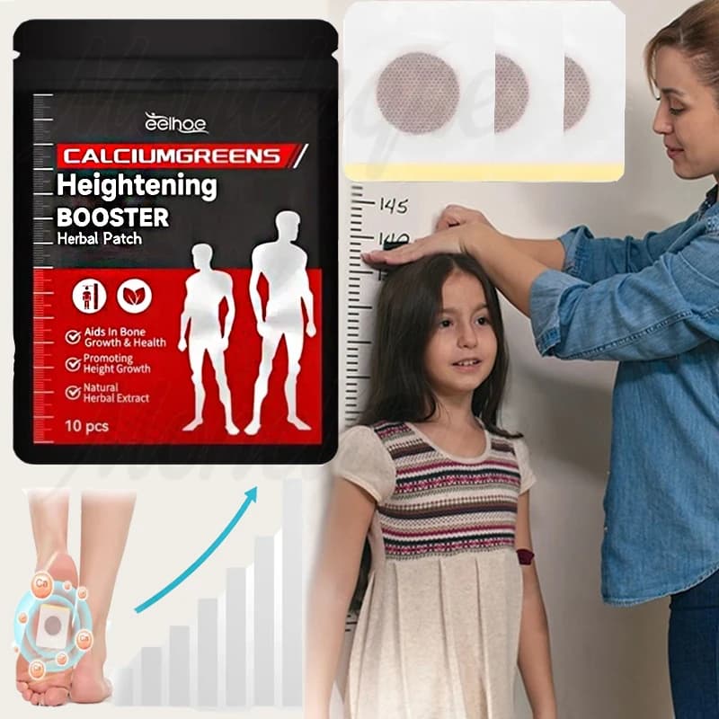 Height Growth Hormone Enhancer Plaster Grow Taller Foot Patch Bone Strength Calcium Vitamin D Supplements for Adults and Teen