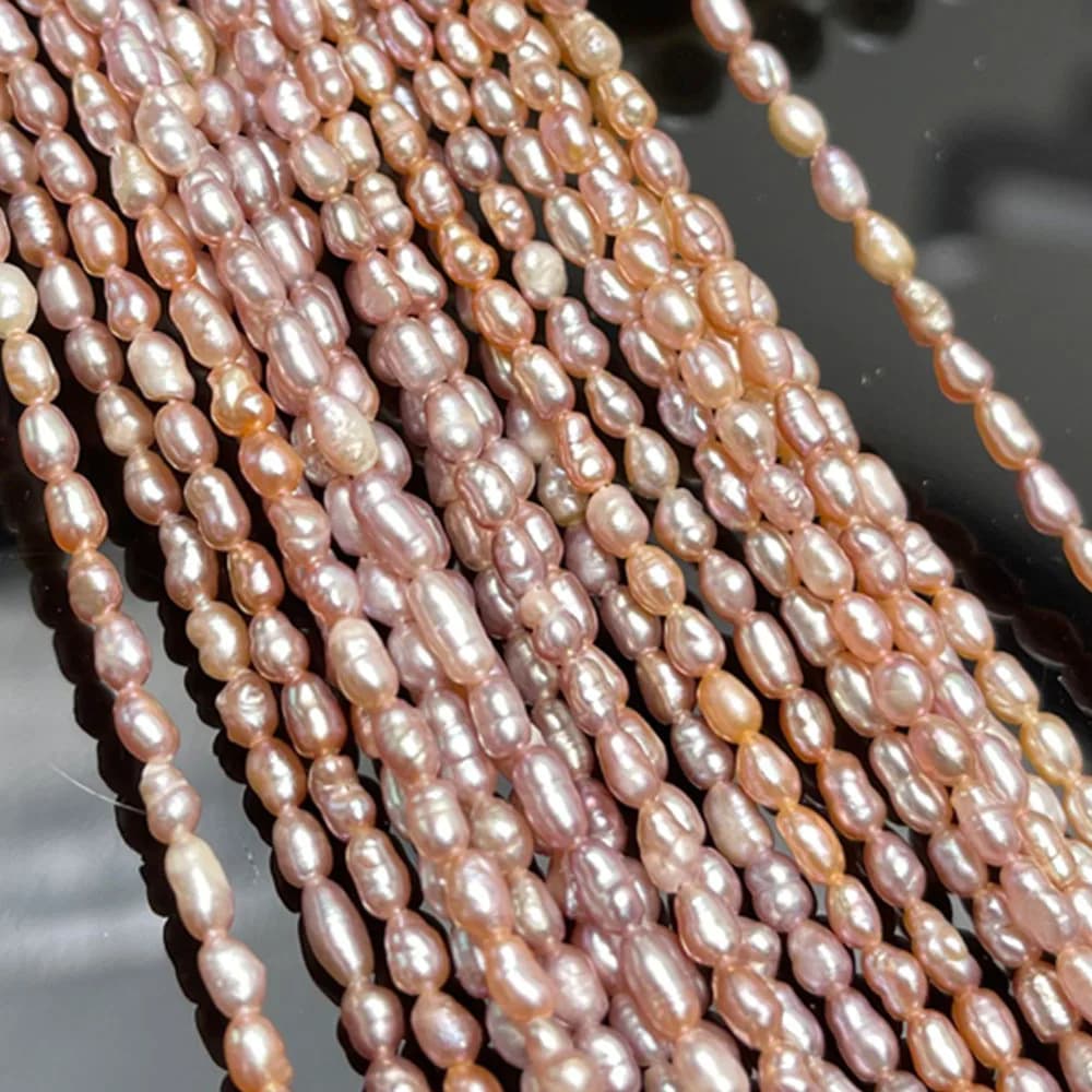 Perle Naturali d'Acqua Dolce 2-2.5mm, Forma a Riso, Perle Sciolte per Creazione di Gioielli Fai-da-Te, Collane, Bracciali e Accessori