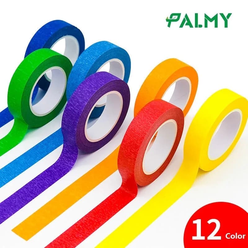 12 - Color 1"x13m Eco Rainbow Masking Tape Set! Painters Tape for Arts, Crafts, DIY, Gift Deco, Classroom Crafts, Scrapbooking,