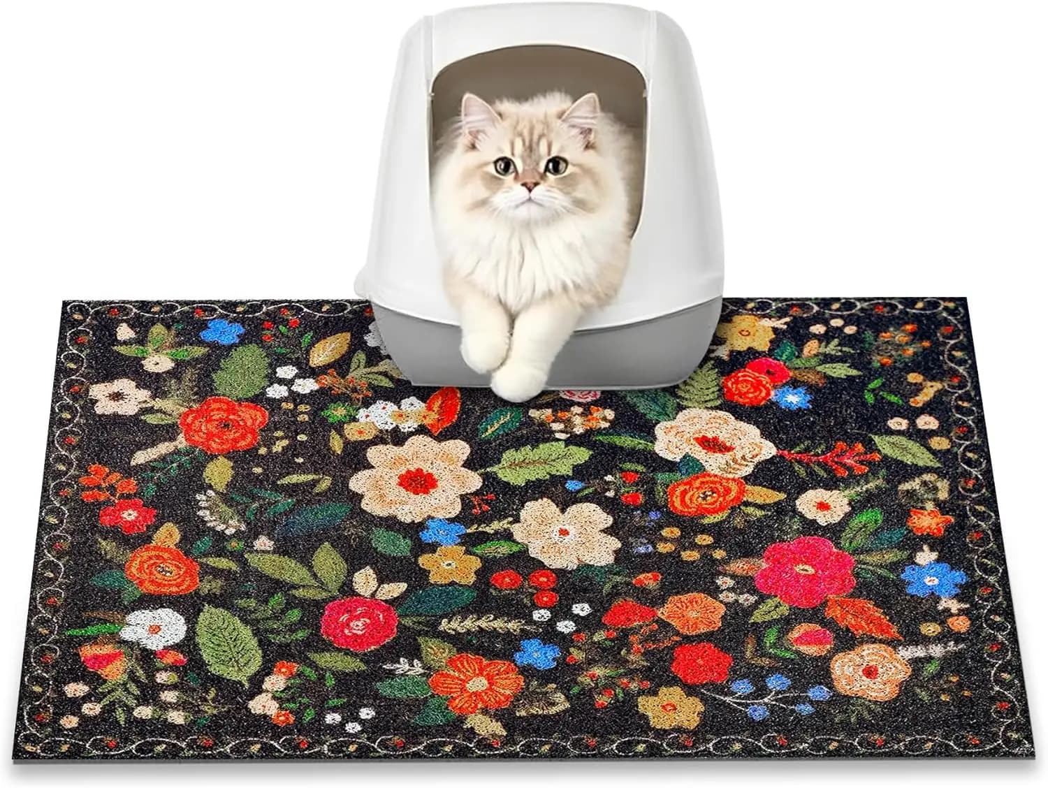 Tappetino per lettiera per gatti 24x16 pollici, antiscivolo, impermeabile, facile da pulire, design Boho