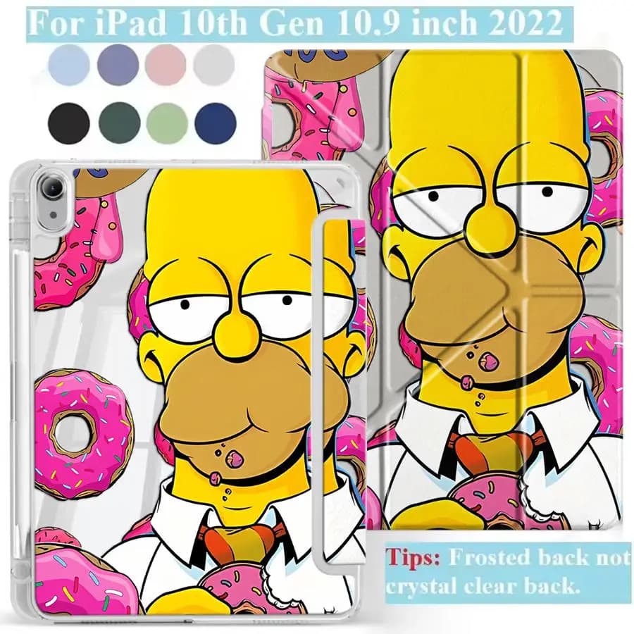 Custodia per Tablet con Simpatici Personaggi dei Cartoni Animati dei Simpson per iPad Pro 2025 Mini 6 7 Pro 11th 10th 9th 8th 7th 12.9 pollici Air 4 5 M3 M2 1 2 M4 11 pollici