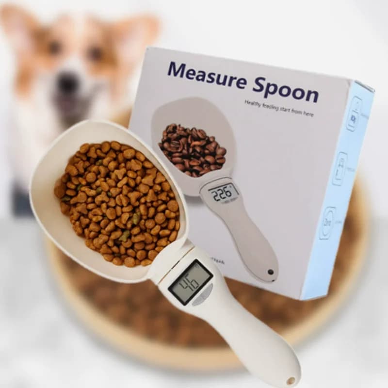 Pet Food Spoon Scale Electronic Measuring Tool for cat Dog Feeding Bowl Digital Precise Detachable Scooper with LED Display