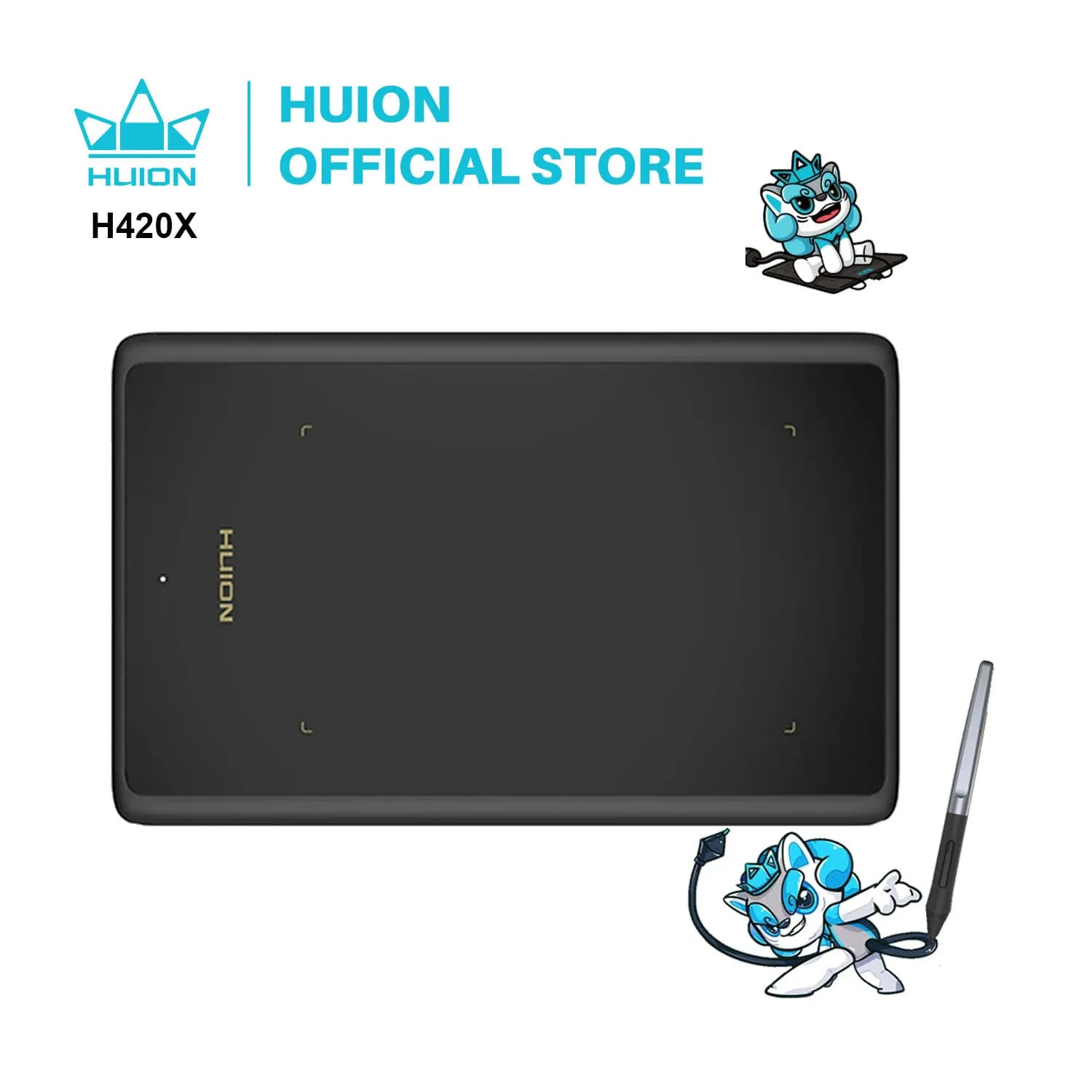 Tavoletta grafica HUION H420X Tavoletta grafica digitale da 4,17 x 2,6 pollici per disegno e pittura con penna senza batteria PW100 8192 L