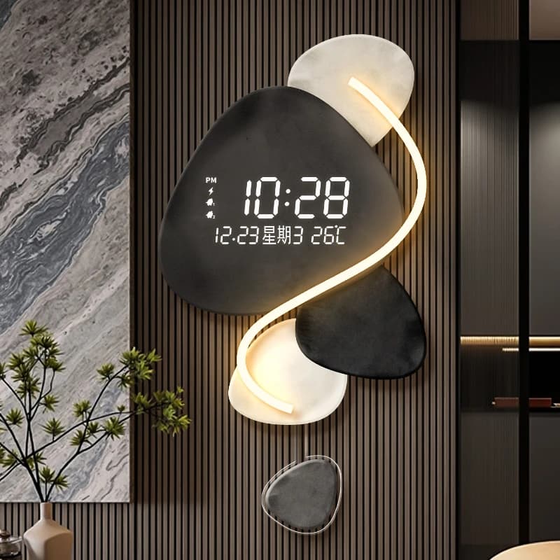 Orologio da parete decorativo portico luce lusso alto senso calendario perpetuo orologio a pendolo elettronico orologio creativo lampada da parete