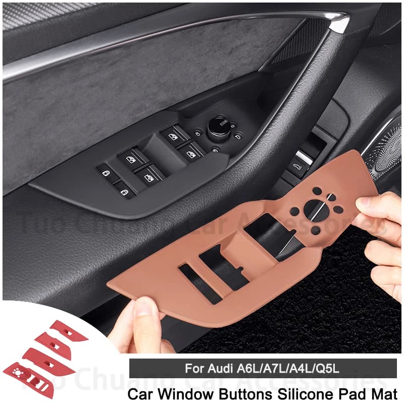 Tappetino in silicone per pulsanti alzacristalli auto, per Audi A6L A7L A4L Q5L A5, antigraffio, antiscivolo, accessori decorativi per auto