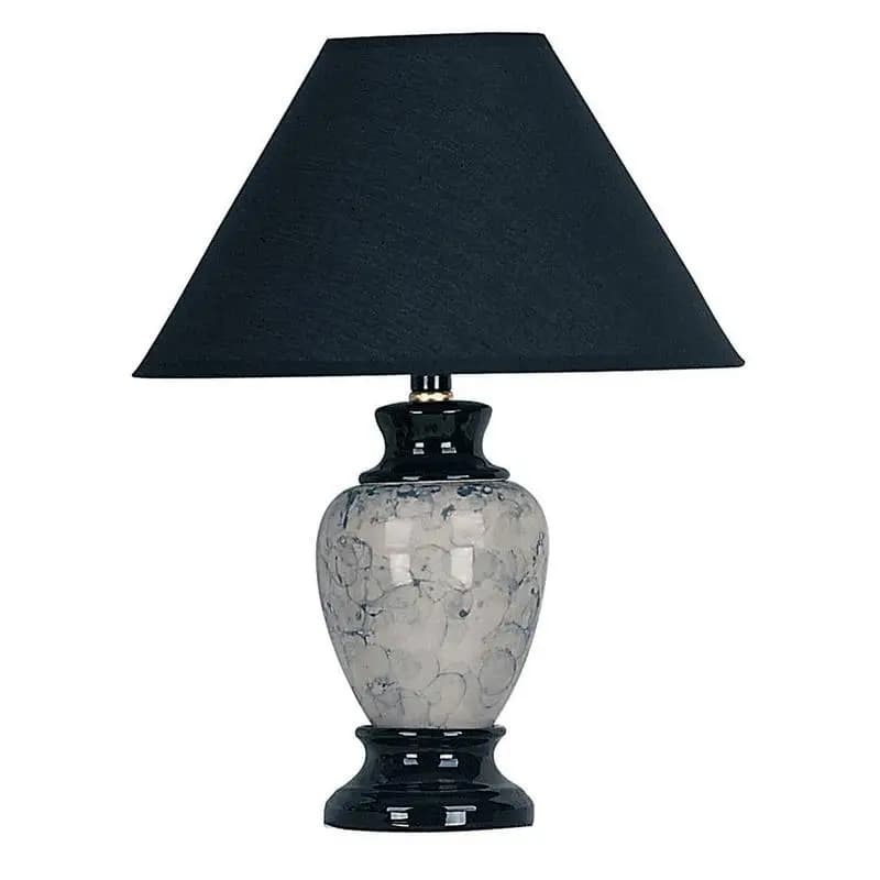 Lampada da tavolo in ceramica da 13 pollici, stile urna con finitura nera e paralume in lino