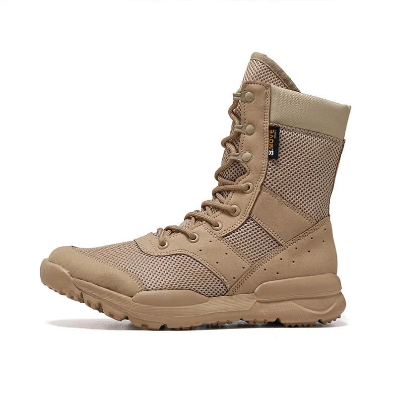Lynjacye Stivali da combattimento nel deserto traspiranti in rete alta con lacci Scarpe da alpinismo unisex Stivali da allenamento da caccia traspiranti