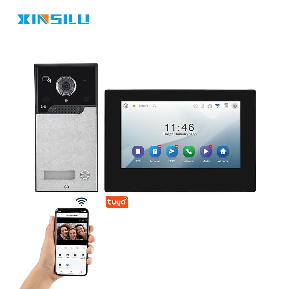 XINSILU Videocitofono con rilevamento del movimento Videocitofono a colori 1080P Campanello con telecamera integrata Videocitofono IP 65 Campanello impermeabile