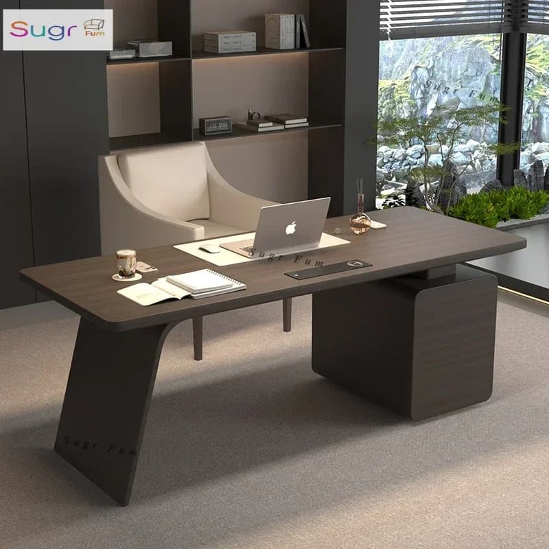 Scrivania per computer moderna di lusso Schedario nero Computer in legno Tavolo da ufficio Organizzatore Cassetti esecutivi Mobili Escritorio
