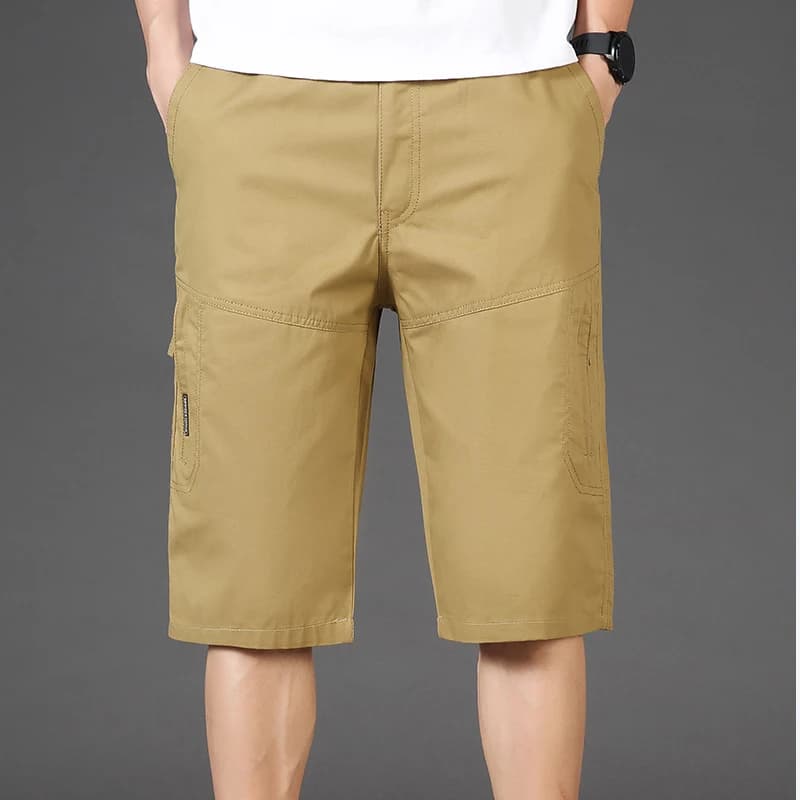 Pantaloncini Cargo in Cotone da Uomo 2026 Leggeri Traspiranti Tinta Unita con Coulisse in Vita e Tasche con Cerniera Casual Estivi