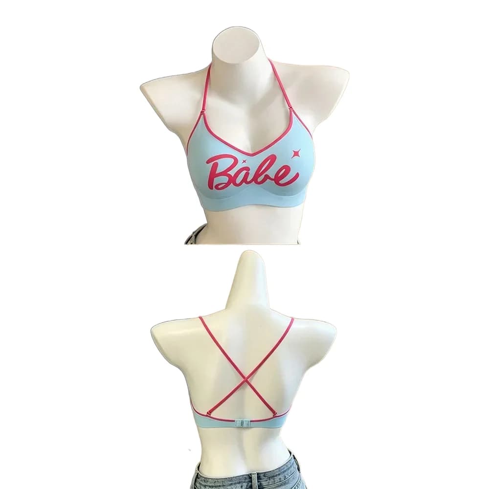 Ins Hot KUCLUT Halter Thin Shoulder Strap Beauty Back Bra Women Small Bust Push Up Wireless Sports Outer Wear Camisole Top