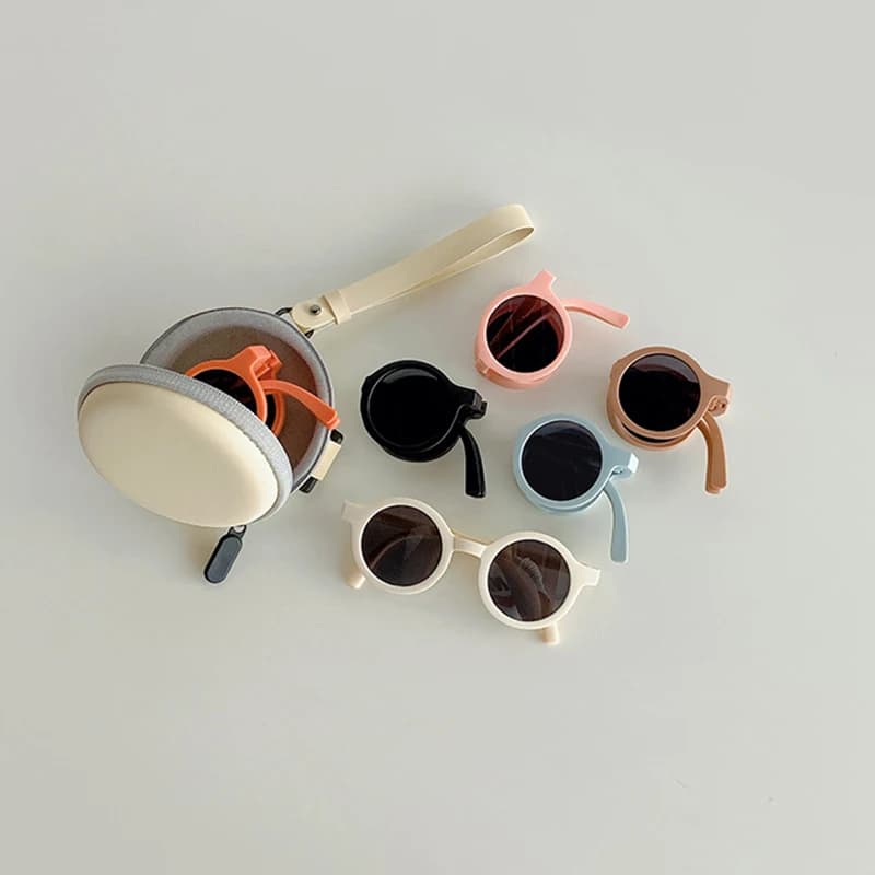 Occhiali da sole pieghevoli classici Ins Designer per bambini Occhiali da sole con montatura rotonda rosa Occhiali da sole per ragazze Occhiali da studente Lentes Sol Mujer