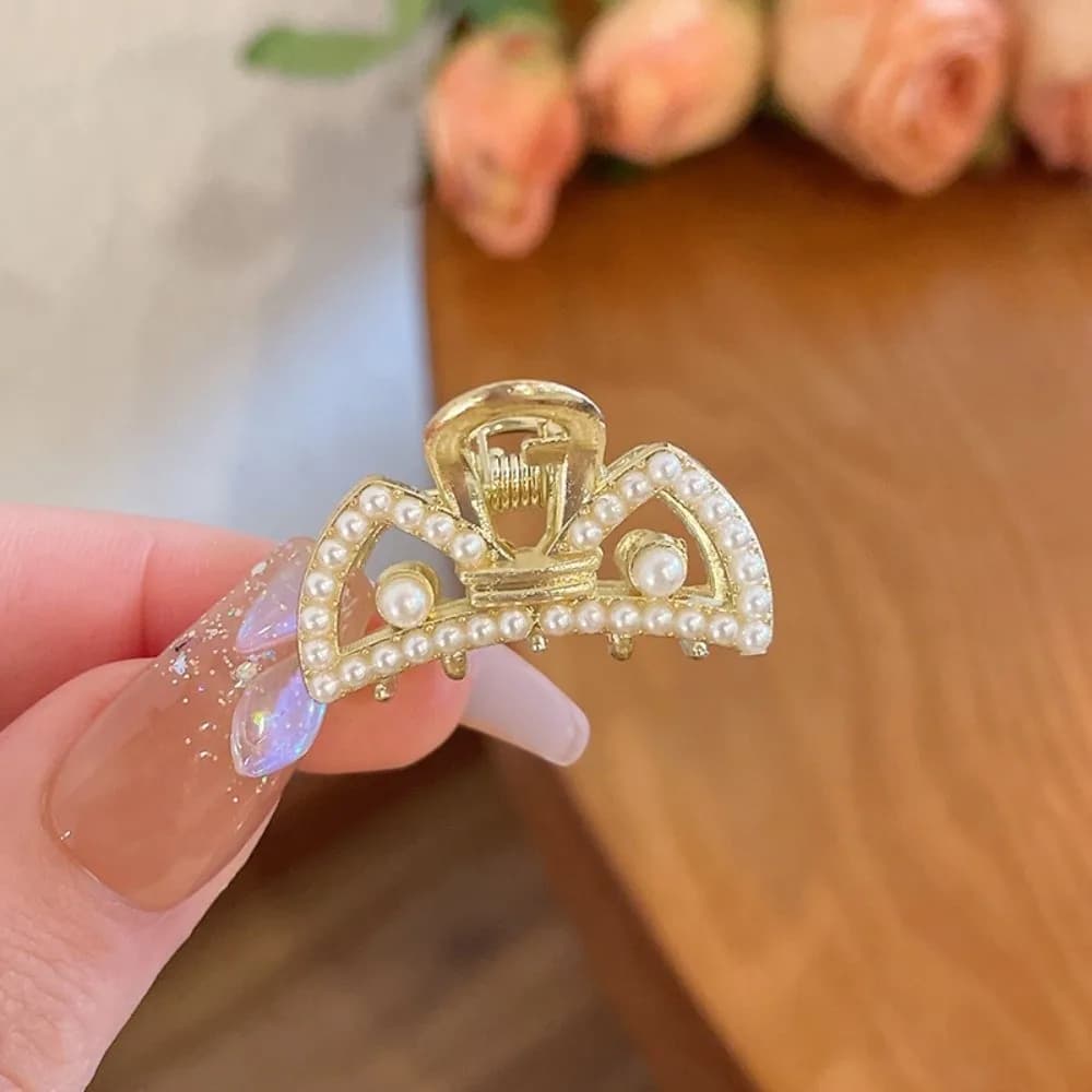 Gifts Alloy Pearl Hair Clip Rhinestone Retro Mini Hair Hairpins Pearl Small Crab Claw Clip