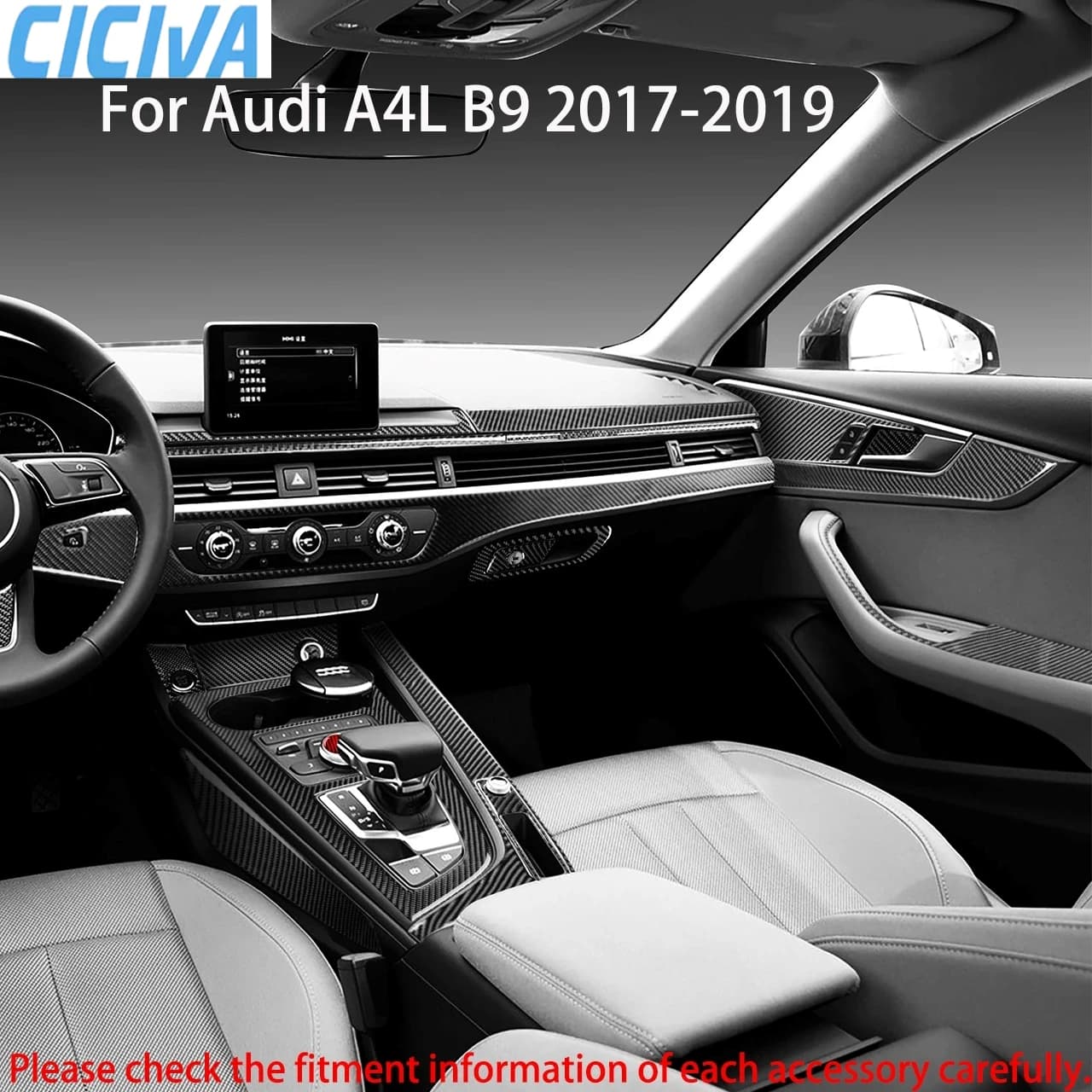 Per Audi A4 B9 RS4 S4 2017-2019 In Fibra di Carbonio Cambio Cruscotto Finestra Ascensore Uscita Aria Accessori Auto Interni Adesivi Trim