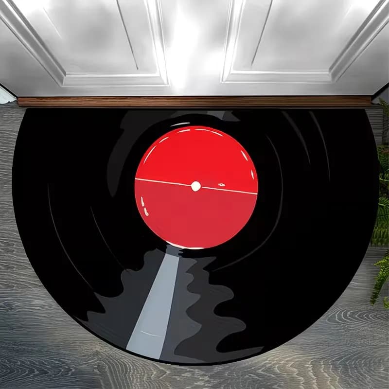 Tappetino Semicircolare in Stile Disco Retrò, Regalo per Amanti della Musica, Tappeto Antiscivolo di Benvenuto, Tappeto d'Ingresso Semicircolare per Casa
