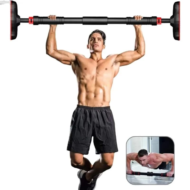 Barra per trazioni con 3 posizioni di presa, design ottimizzato per allenamento di forza in casa o in palestra.