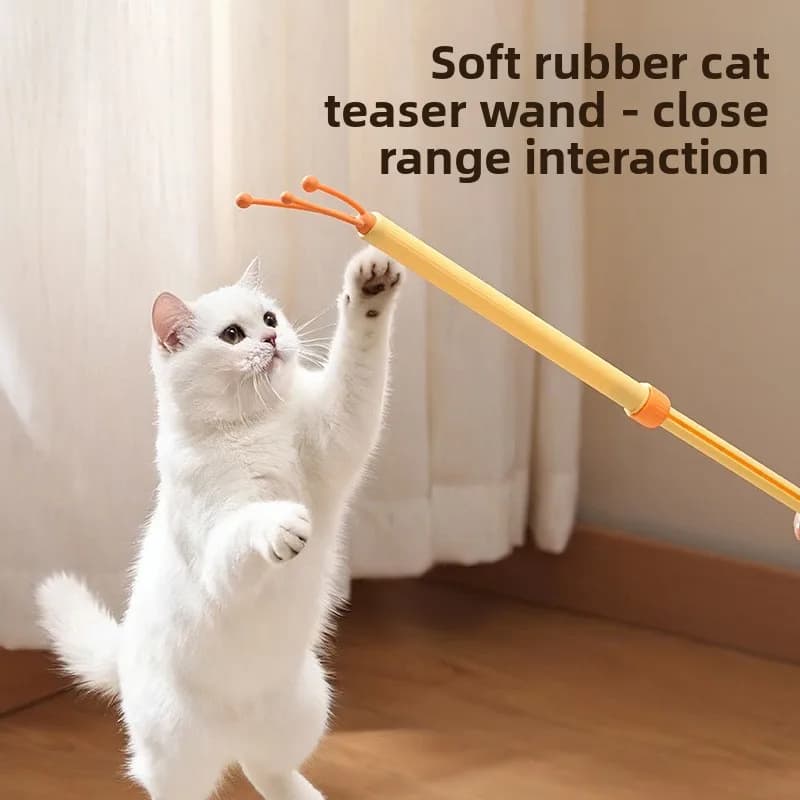 3-in-1 Telescopic Cat Massage Scratcher Wand Silicone Grooming Comb Adjustable Pet Self Scratching Interactive Cat Teaser Toy