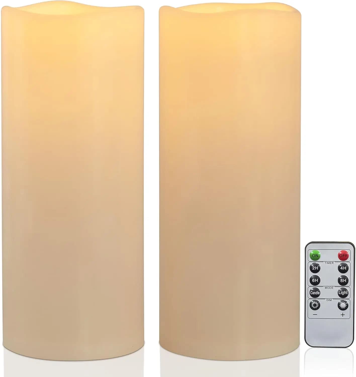 12x5 Waterproof Flameless LED Candles With Remote Control, Set of 2 for Interior and Outer Decorations