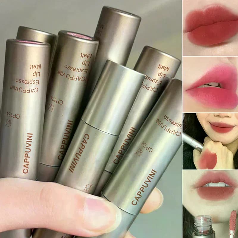 Mini Silver Tube Single Velvet Matte Mist Lip Gloss Waterproof Non-Stick Cup Lip Glaze Smudge Proof Not Fade Liquid Lipstick
