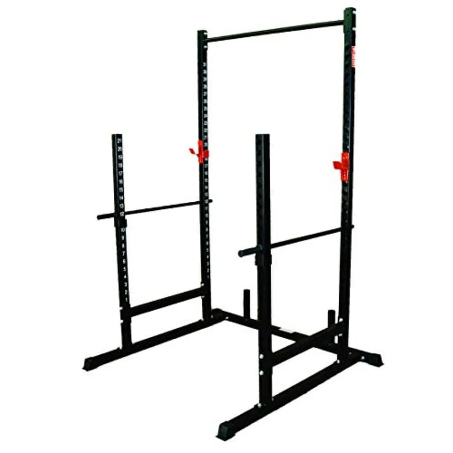 Stazione Open Rack per Squat con Barre di Sicurezza in Acciaio Solido Diametro 1.25 e Barra per Trazioni Professionale Zigrinata