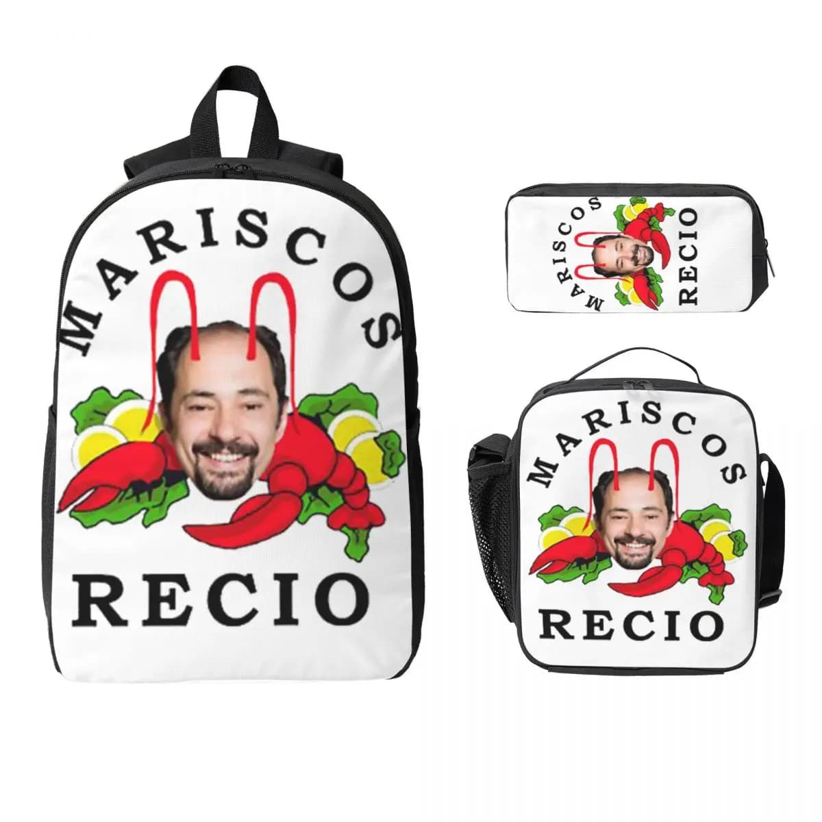 Antonio Recio Backpack Student Boys Girls BookBag School Bag Computer Shoulder Bags 3ps Insulated Lunch Bag Pencil Case