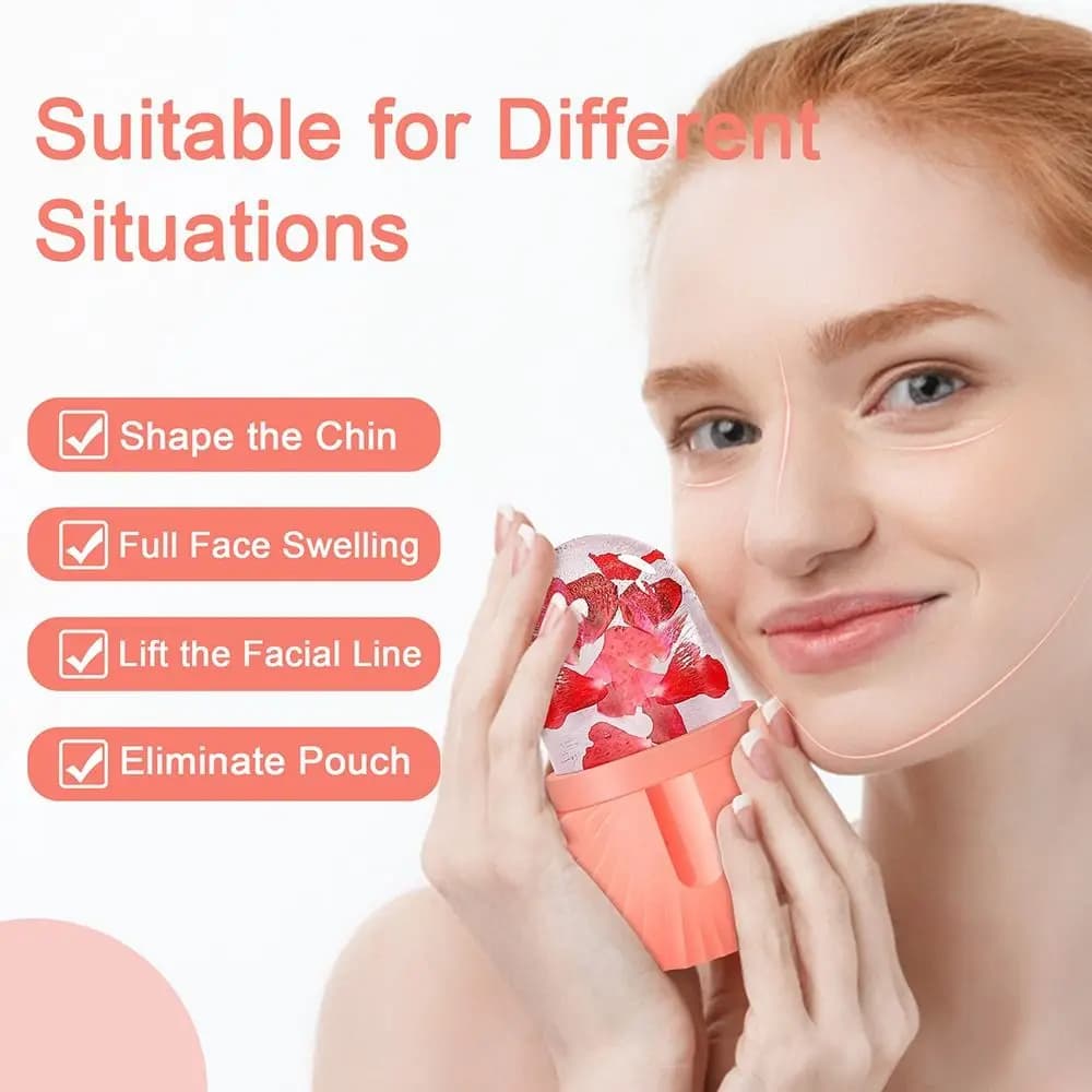 Stampo in Silicone per Cubetti di Ghiaccio Viso, Riduce i Pori, Bellezza e Lifting, Rullo di Ghiaccio per Contorno Viso, Sollievo dal Gonfiore, Riutilizzabile