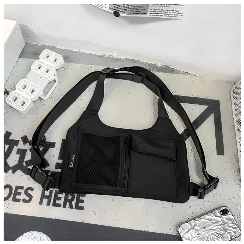 Unisex hip-hop streetwear chest bag high quality nylon pectoral bags multifunction tactical vest backpack