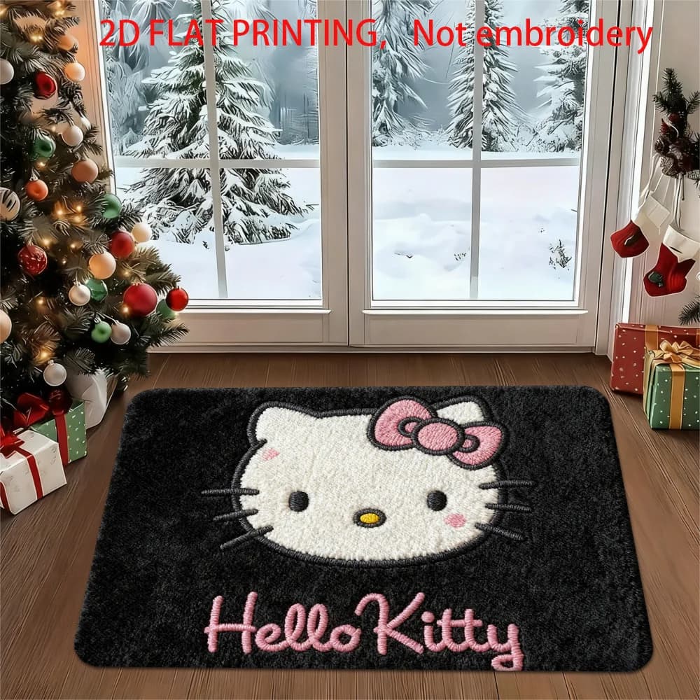 Tappetino Sanrio Autorizzato in Poliestere con Stampa 2D di Hello Kitty, Adatto per Uso Esterno con Base Antiscivolo