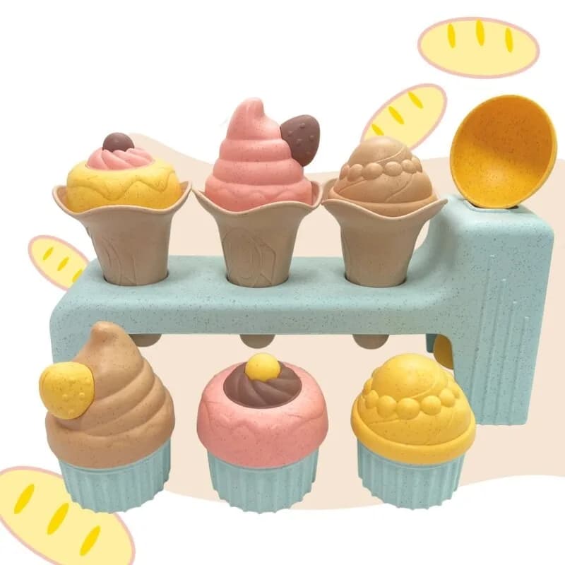 Giocattoli da Spiaggia per Bambini, Set di Stampi per Sabbia a Forma di Gelato e Torta, Giochi da Esterno per Bambini, Giocattoli da Viaggio per Ragazze