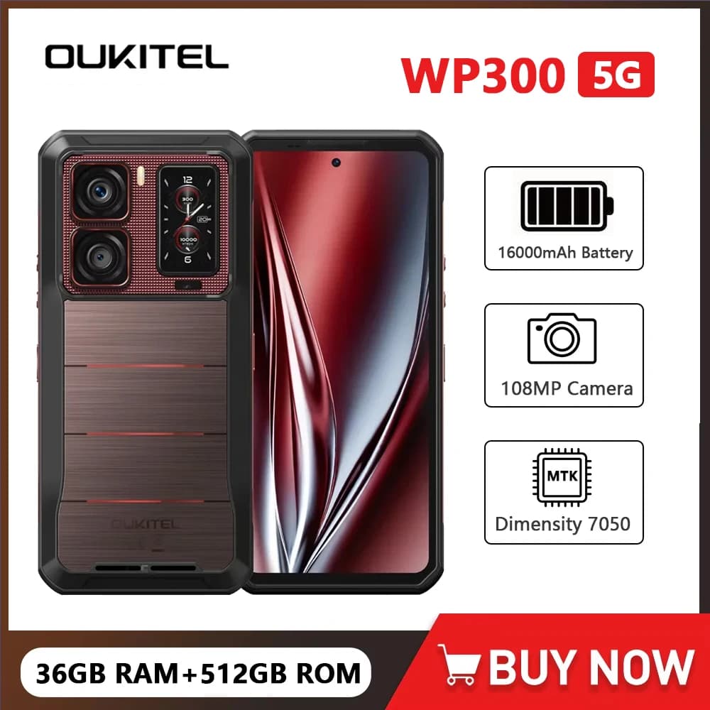 Oukitel WP300 5G Smartphone robusto 6.78 "FHD 36GB + 512GB Auricolare modulare petachable/Luce da campeggio 108MP Android 15 Cellulare NFC