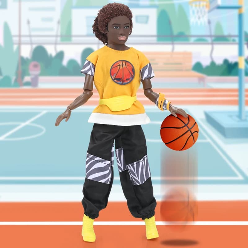 Bambola nera Amante del anime Coppia Donna Uomo Tuta sportiva Action Figure Gioco di basket Accessorio per bambino Gioco fai da te Regalo di compleanno