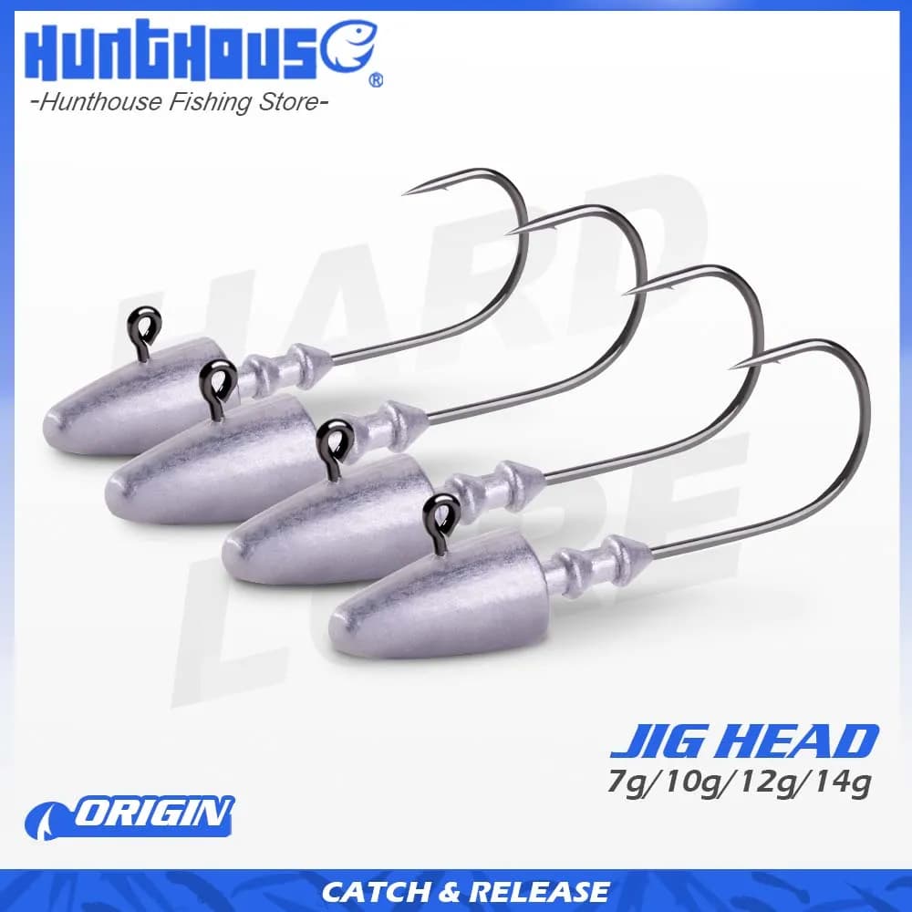 Hunthouse 7g 10g 12g 14g Dart Jig Head Fishing Hook Soft Lure High Carbon Steel Fishhooks Jig Heads For Fishing Bait Hooks