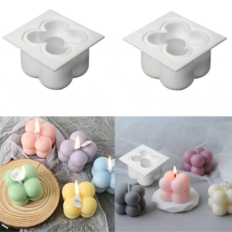 Stampo per candela profumata con cubo a bolle piccole in silicone, piccolo cubo magico, stampo per candela, cera di soia, torta fai da te, mousse, decorazione per la casa