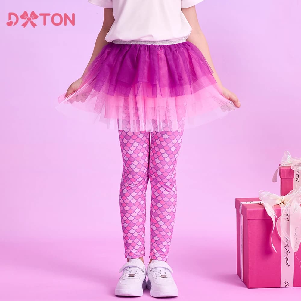 DXTON ragazza Leggings con gonna quattro stagioni bambini gonna Casual-pantaloni Patchwork torta gonna ragazze pantaloni 2 finti bambini Vestidos