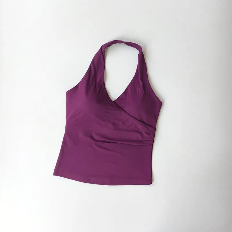 Women's Sports Bra with Halter Collo, Anti-shock, for Running, Training, Yoga and Pilates, with Beautiful Back Design, Wearable also as Top or Top from Yoga