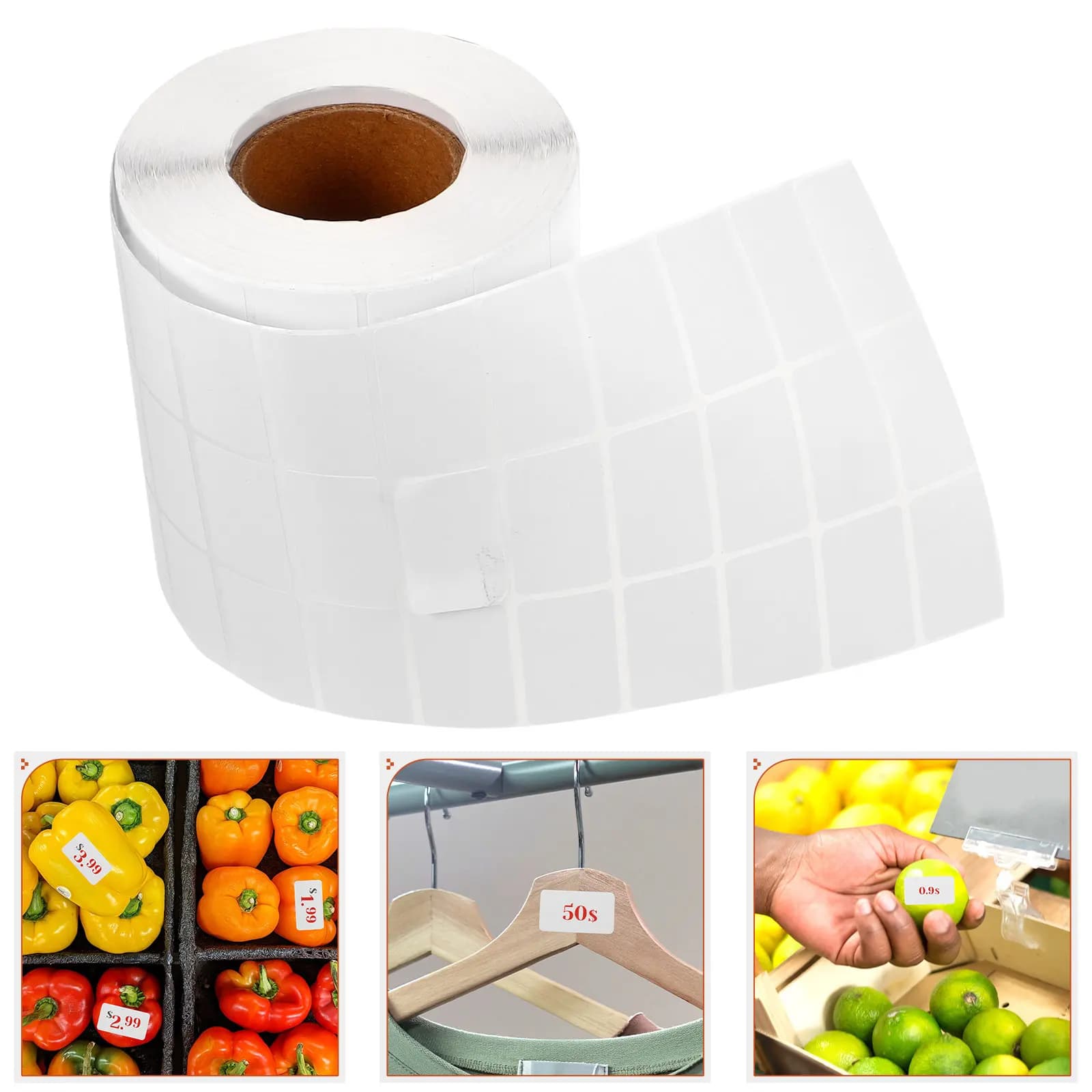 Easy Peel Blank Adhesive Label Stickers for Price Tags Food Containers Bottles Jars Storage Pantry Freezer Labeling