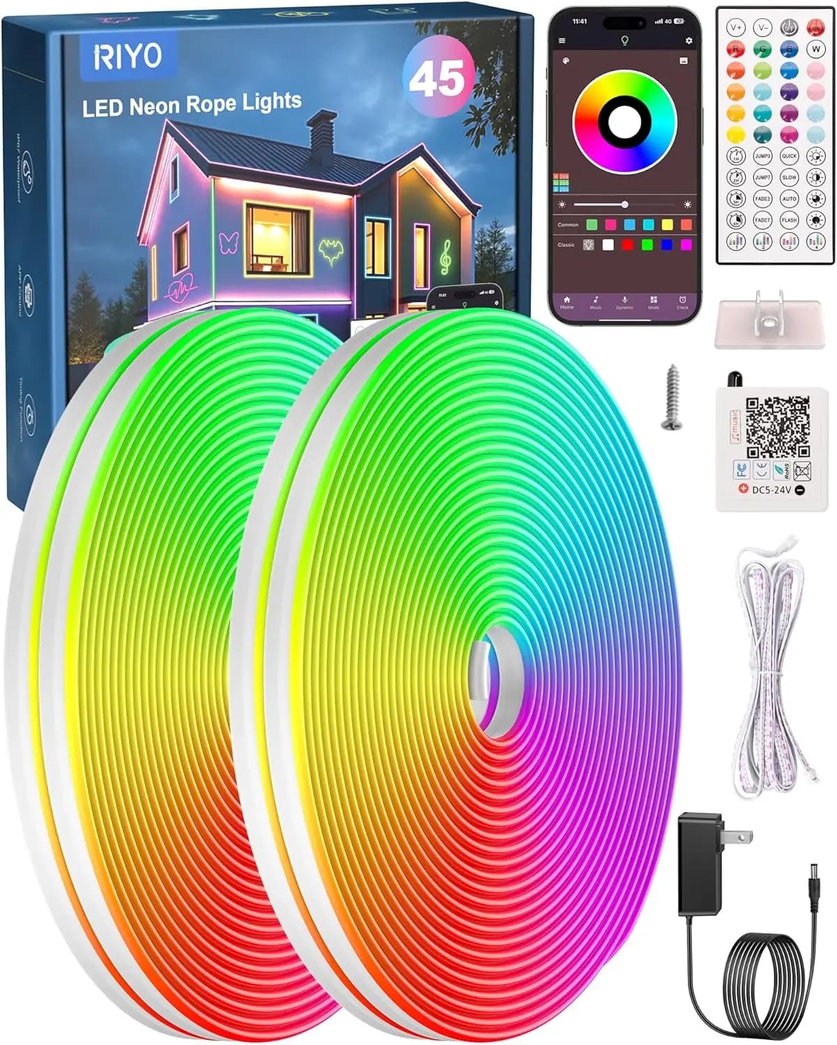 Striscia LED RGB da 150 Piedi con App e Telecomando, Sincronizzazione Musicale, Impermeabile IP67, Flessibile per Camera da Letto, Gaming, Decorazioni per Feste