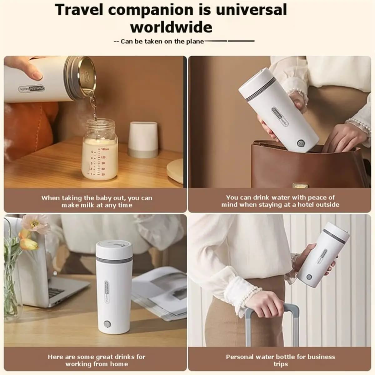 A1744U Aug. Electric Heating Kettle 350ml Hot Water Boiler Boil Dry Protection Auto Shut Off for Hotel Camping B EU Plug