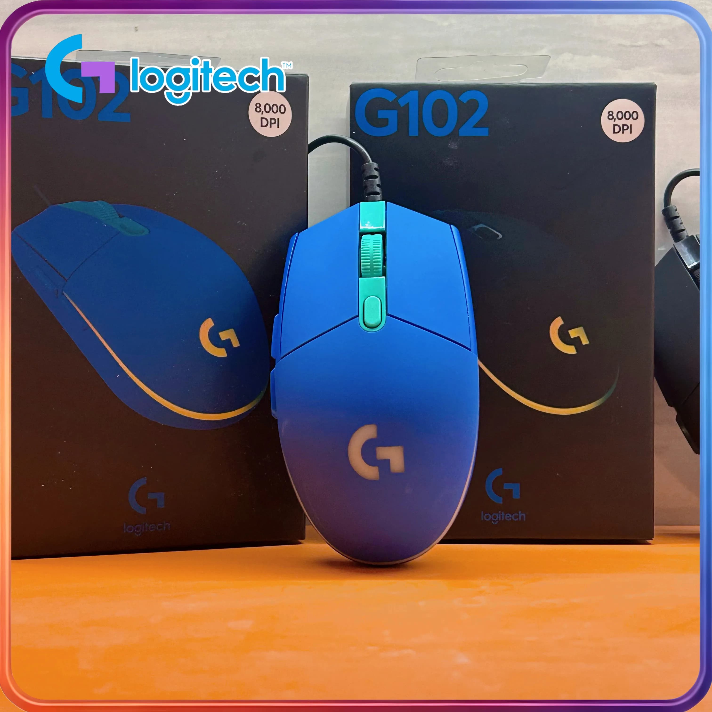 Mouse from Gaming Ergonomic Logitech G102 of Second Generation, RGB Retro Lighting, Lightweight, 200-8000 DPI