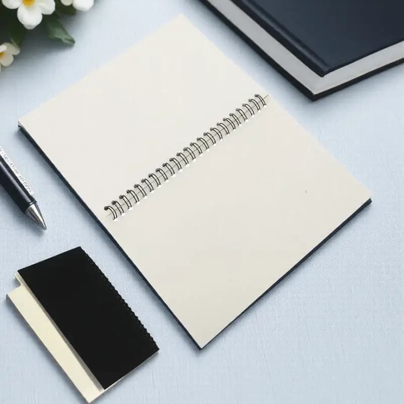 Quaderno a Spirale in Carta Kraft per Studenti, Ufficio, Scrittura e Disegno, Copertina Nera, Diario e Agenda