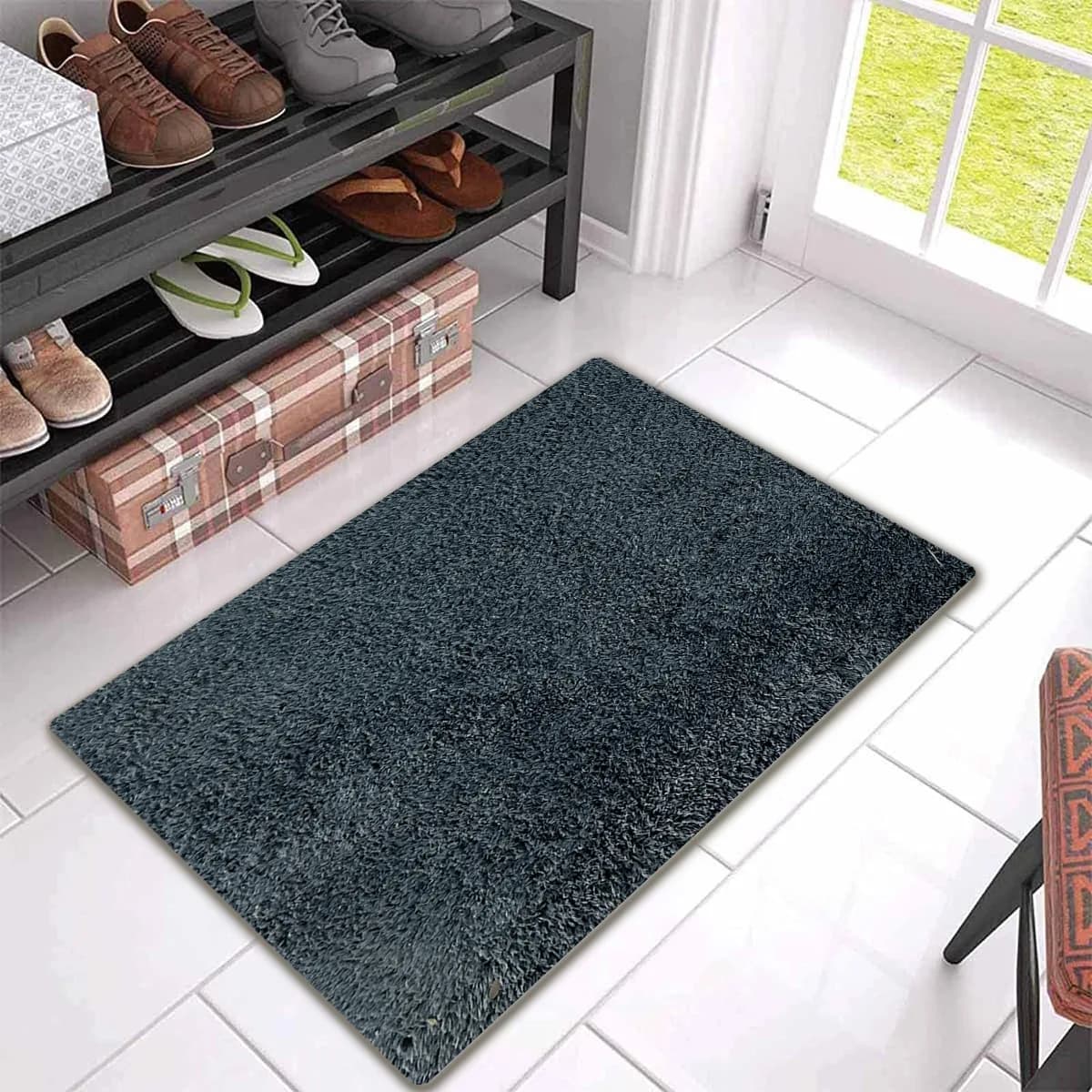 Thick Long Hair Peach Fuzz Carpet Pure Color Bedside Bathroom Door Mat Water Absorbent Anti-Slip Floor Mat Modern Simple Style